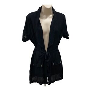 Easywear by Chico’s Black Lightweight Open-Front Short Sleeve Cardigan Size 3